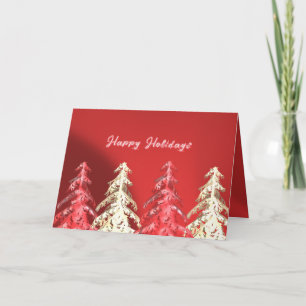 Elegant Pine Trees Red Corporate Holiday Card