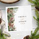 Elegant Pine Wedding Napkin<br><div class="desc">Enhance your reception with our wedding napkins adorned with a side bouquet. As part of the "Elegant Winter Pinecone Greenery Wedding Suite, " these napkins add a cohesive and elegant touch to your tablescape,  ensuring every detail of your celebration is beautifully coordinated.</div>