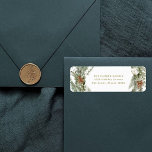 Elegant Pine Wreath and Greenery | Gold Christmas<br><div class="desc">These stunning holiday return address labels feature a Christmas wreath border with elegant botanical greenery foliage,  and pine cones with festive white flowers and gold coloured text on a simple white background.</div>