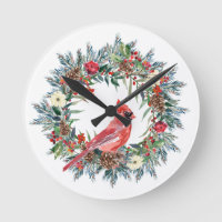 Elegant Pine Wreath Red Cardinal Christmas