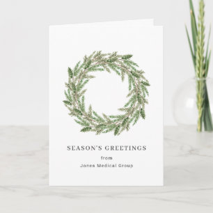 Elegant Pine Wreath Simple Corporate Christmas Holiday Card