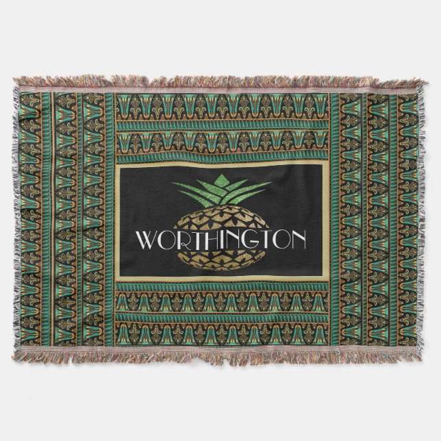 Elegant Pineapple Customised Throw Blanket (Front)