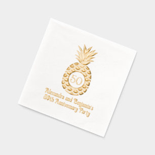 Elegant Pineapple Frame Anniversary Party Foil Napkins