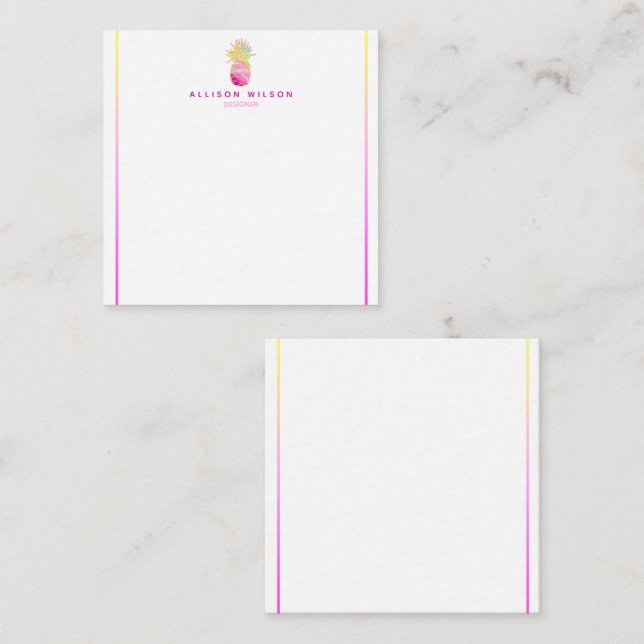 Elegant Pineapple in Pinks and Gold Card (Front/Back)