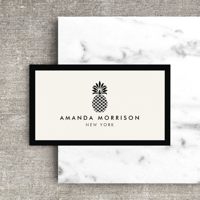 Elegant Pineapple Luxury Boutique Black/Ivory Business Card (Creator Uploaded)