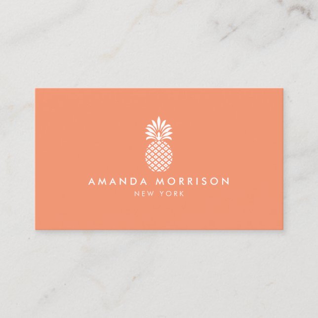 Elegant Pineapple Luxury Boutique Coral Business Card (Front)
