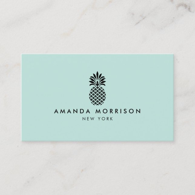 Elegant Pineapple Luxury Boutique Mint Business Card (Front)