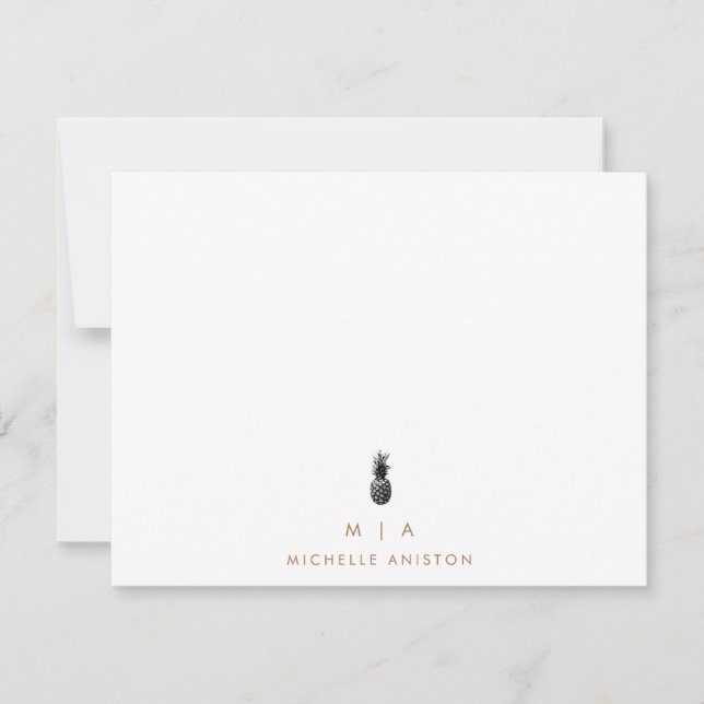 Elegant Pineapple Modern Monogram Classic Custom  Card (Front)