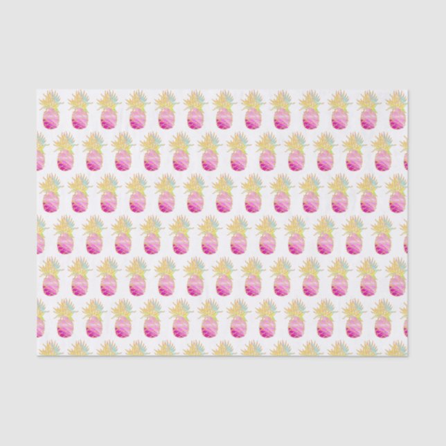 Elegant Pineapple Pattern in Pinks and Gold  Tissue Paper (Front)