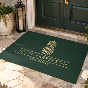 Elegant Pineapple Realtor Luxury Real Estate Green Doormat
