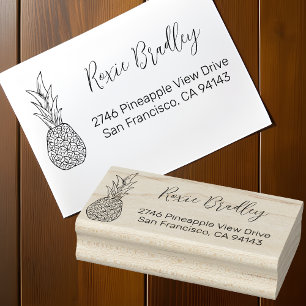  Elegant Pineapple Return Address Rubber Stamp