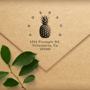 Elegant Pineapple Tropical Family Return Address Rubber Stamp
