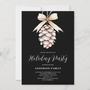 Elegant Pinecone Christmas Holiday Party Invitation
