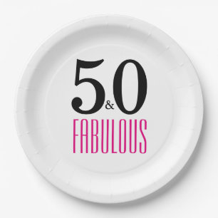 Elegant Pink 50th Birthday Party Paper Plate