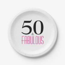 Elegant Pink 50th Birthday Party Paper Plate