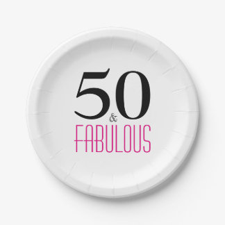 Elegant Pink 50th Birthday Party Paper Plate