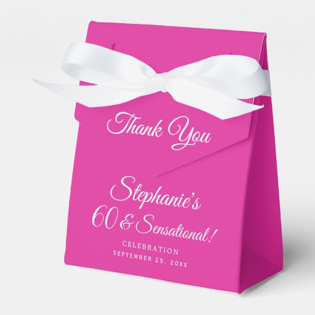 Elegant Pink 60 and Sensational Birthday Party Favour Box (Front Side)