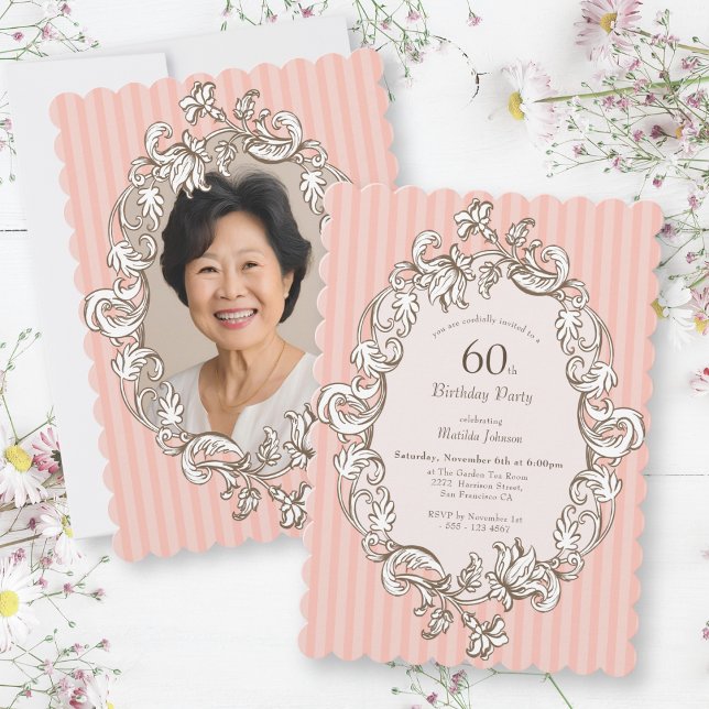 Elegant Pink 60th Birthday Party Invitation (Elegant Pink 60th Birthday Party Invitation)
