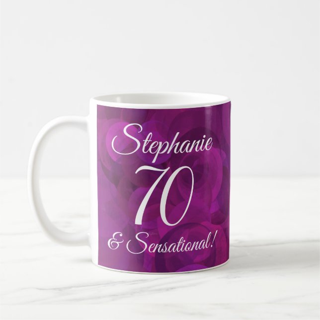 Elegant Pink 70 and Sensational Birthday Coffee Mug (Left)
