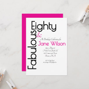 Elegant Pink 80 and Fabulous Birthday Party Invitation