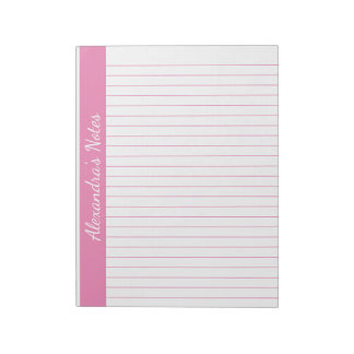 Elegant Pink 8.5x11 Letter Size Left Vertical Name Notepad