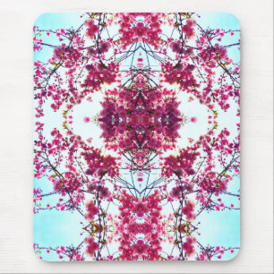 Elegant pink abstract boho floral mandala mouse mat