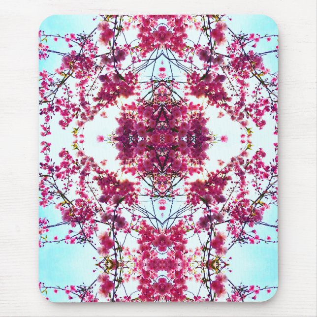 Elegant pink abstract boho floral mandala mouse mat (Front)