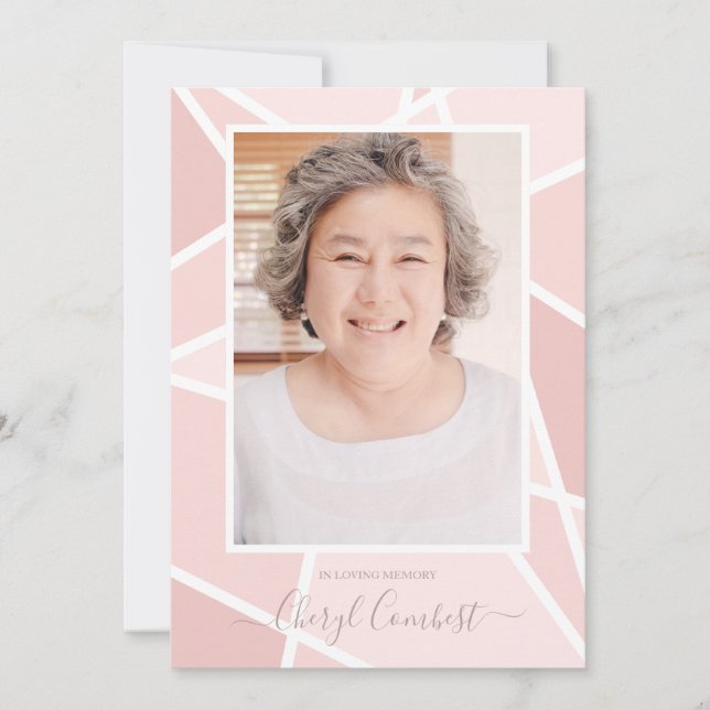 Elegant Pink Abstract Photo Memorial Funeral  (Front)