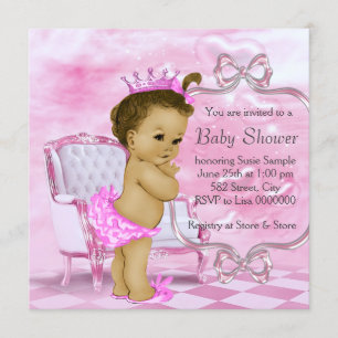 Elegant Pink African American Baby Shower Invitation
