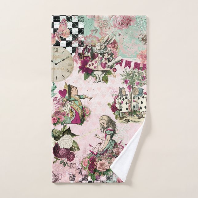 Elegant pink Alice in Wonderland Hand Towel (Hand Towel)