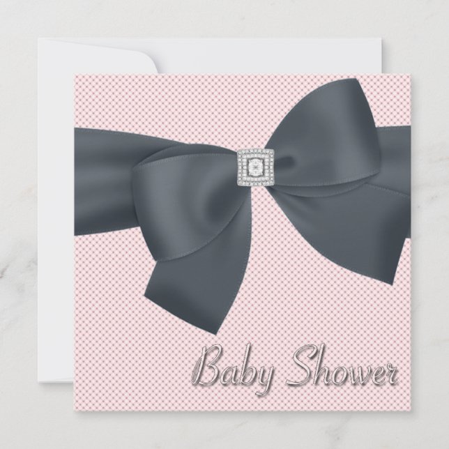 Elegant Pink and Black Baby Girl Shower Invitation (Front)