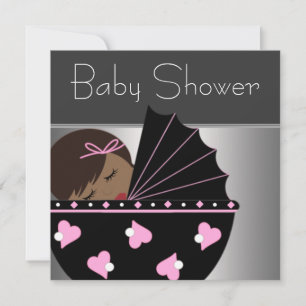 Elegant Pink and Black Baby Shower Invitation