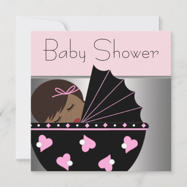 Elegant Pink and Black Baby Shower Invitations (Front)