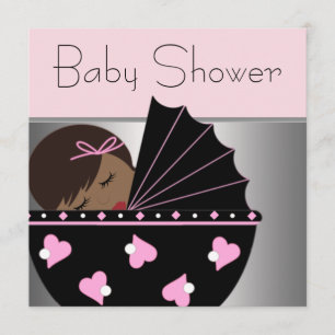 Elegant Pink and Black Baby Shower Invitations