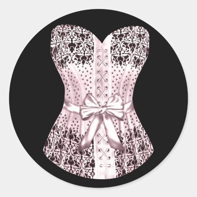 Elegant Pink and Black Corset Stickers (Front)