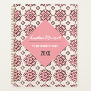 Elegant Pink and Black Floral Pattern Planner