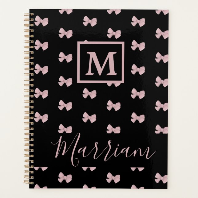 Elegant Pink and Black Personalised Planner (Front)