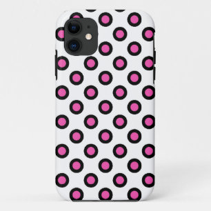 Elegant pink and black polka dots products iPhone 11 case