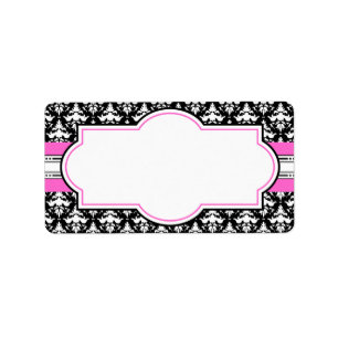 Elegant Pink and Black Printable Address Labels