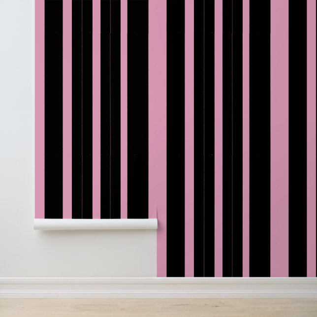 Elegant Pink and Black Stripe Wallpaper (Application)