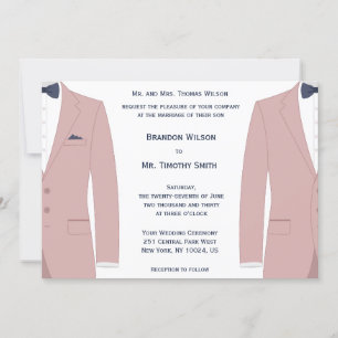 Elegant Pink And Blue Gay Wedding Invitations