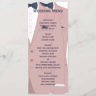 Elegant Pink And Blue Gay Wedding Menu