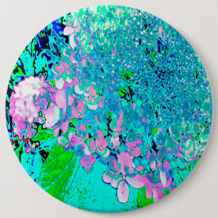 Elegant Pink and Blue Limelight Hydrangea 6 Cm Round Badge