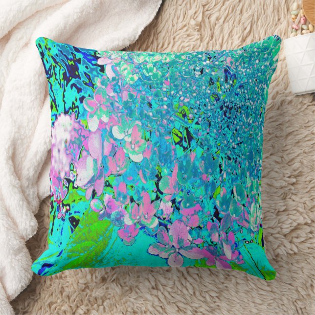 Elegant Pink and Blue Limelight Hydrangea Cushion (Blanket)