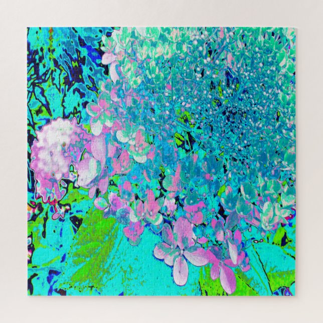 Elegant Pink and Blue Limelight Hydrangea Jigsaw Puzzle (Vertical)