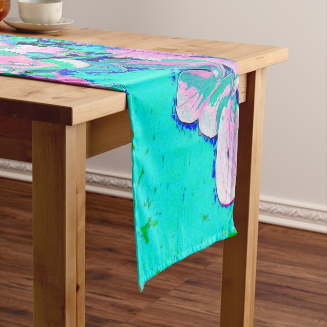 Elegant Pink and Blue Limelight Hydrangea Medium Table Runner (In Situ)