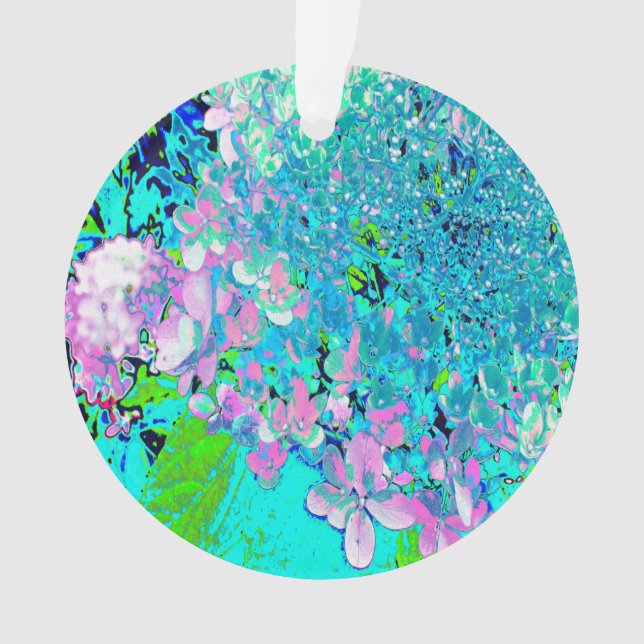 Elegant Pink and Blue Limelight Hydrangea Ornament (Front)
