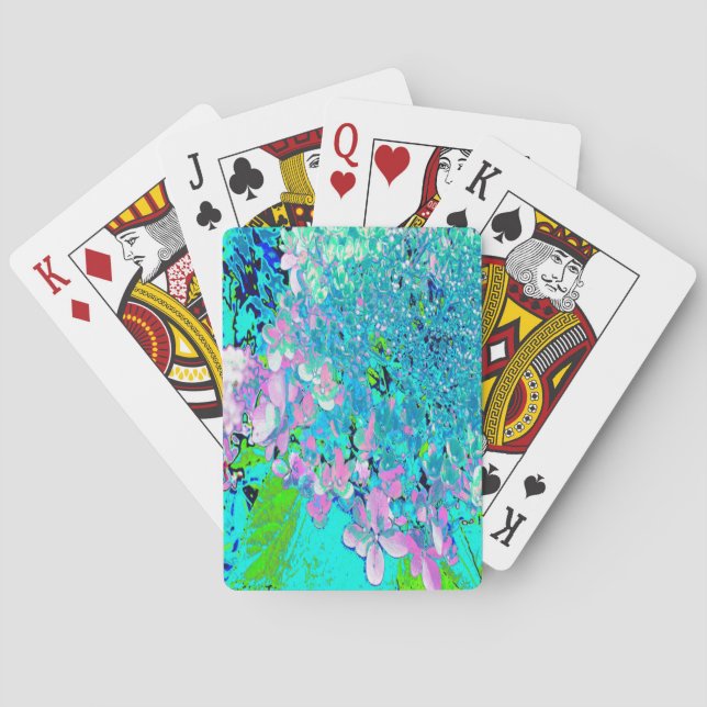 Elegant Pink and Blue Limelight Hydrangea Playing Cards (Back)
