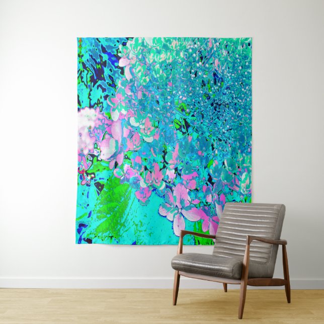 Elegant Pink and Blue Limelight Hydrangea Tapestry (In Situ)