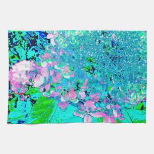 Elegant Pink and Blue Limelight Hydrangea Tea Towel